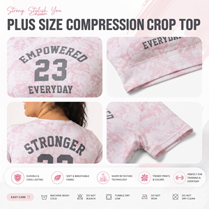 Haut court à manches courtes pour femmes grandes tailles, T-shirt court imprimé tie-dye pour femmes, Vêtements de sport pour femmes, Débardeur court à col rond - Product Image 6