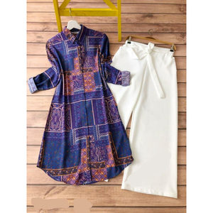 DESIGNER DIGITAL PRINT WORK KURTI WITH PALAZZO BLUE - Product Image 1