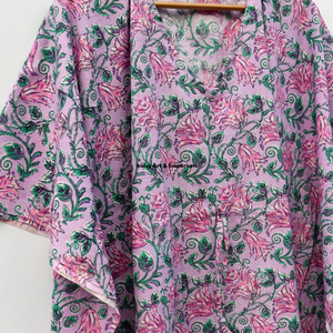 Kaftán de algodón estampado a mano al por mayor, kaftán de playa de algodón estampado, vestido de fiesta para mujer, vestido maxi de noche - Product Image 5