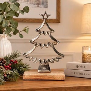 Support de Bougie en Métal pour Arbre de Noël, Porte-Bougie Chauffe-Plat avec Base en Bois, Décoration Rustique pour la Maison, Centre de Table, Décoration de Noël, Cadeau - Product Image 4