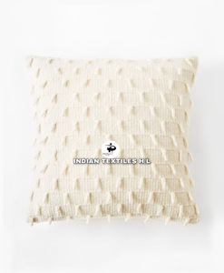 Tufted Boho Cushion Cover By Indian Textiles H/L Handwoven Decorative <b>Throw</b> <b>Pillow</b> Luxury Boho <b>Pillow</b> - Product Image 6