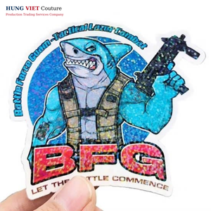 Etiqueta de PVC personalizada a prueba de rayos UV, adhesivo impermeable de verano, camiseta holográfica de vinilo rectangular troquelada, logotipo cuadrado con purpurina de dibujos animados - Product Image 4