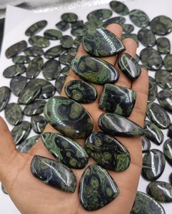 Jaspe Kambaba Natural, Corte Ovalado, Jaspe Cocodrilo, Patrón de Orbe Verde, Piedra Pulida de Rajasthan para Fabricación de Joyas al por Mayor - Product Image 4