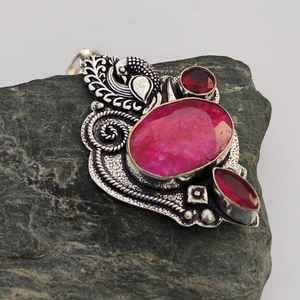 Colgante de rubí granate natural, plata de ley 925, joyería hecha a mano, regalo elegante para mujer, cumpleaños - Product Image 4