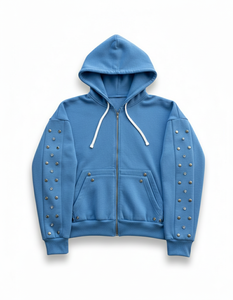 Conjunto Deportivo Personalizado de Dos Piezas para Hombre y Mujer, Sudadera con Capucha y Pantalones Cortos con Pedrería - Product Image 1