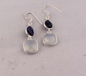 Natural Black Onyx & Opalite <b>Earrings</b> 925 Sterling <b>Silver</b> Jewelry Manufacturer Wholesale Handmade Gemstone Drop <b>Dangle</b> <b>Earrings</b> - Product Image 5