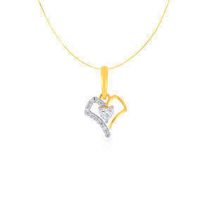 Pendentif en or jaune pour femme avec diamants de laboratoire taille cœur, bijou romantique pour le quotidien - Product Image 1