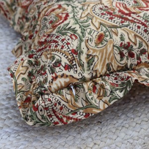 Housse de coussin imprimée florale faite à la main, housse de coussin décorative indienne personnalisée en gros - Product Image 4