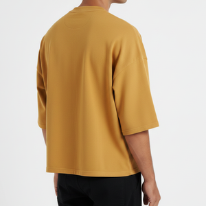 Camiseta de hombre de corte cropped y holgado, estilo casual, oversize, 100% algodón, lisa, personalizable, superventas - Product Image 2