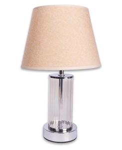 Lámpara de Mesa Moderna de Vidrio con Pantalla de Tela Beige, E26 LED 2700K, Luz Cálida, CA 220V, Control por Interruptor - Product Image 2