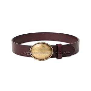 Fashionable Vintage <b>Burgundy</b> Grain Leather Western <b>Belt</b> for Men & Women High Quality Plain Casual Leather <b>Belt</b> - Product Image 1