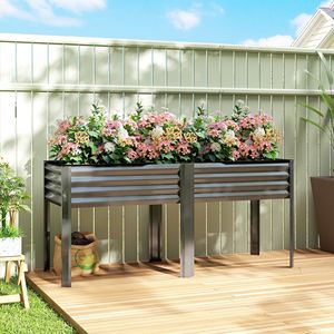 Fioriera Rialzata Quadrata Zincata 180x56x80 cm con Barre Rinforzate e Tessuto Non Tessuto, Grande Vaso da Giardino con Gambe - Product Image 2