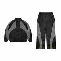 Conjunto de Chándal Cortavientos Morado Otoñal OEM/ODM Y2K Unisex con Ribete Reflectante, Transpirable, de Nylon Tejido, Estilo Jogger con Cuello Alto Frontal