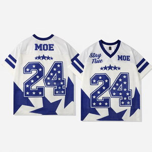 Camiseta Deportiva de Fútbol Americano Estilo Streetwear, Sublimada con Estampado de Estrellas, Cuello en V, Talla Grande, Estilo Y2K, para Mujer, Hip Hop - Product Image 2