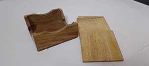 Posavasos de madera artesanal para té, café y bebidas frías, caja de posavasos con plato. - Product Image 6