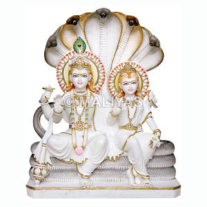 รูปปั้นพระวิชชุนและพระลาักษมีพร้อมเทพเชชนาค |   พระพุทธรูปวิสุษณ์ ลักษมี ชีชนัค ทำด้วยมือจากหินอ่อน – มาลียาส - Product Image 1