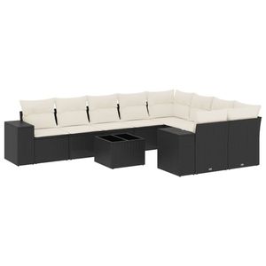 Grand ensemble de canapés de jardin modulaires en rotin PE noir, collection de meubles d'extérieur élégante - Product Image 2