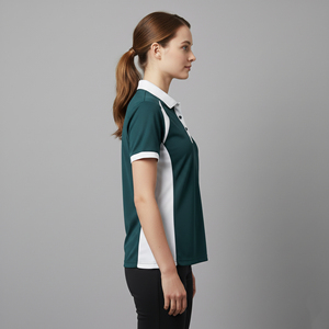 Polo femme manches courtes 100% coton 300GSM ODM/OEM, logo personnalisé, 2 tons, vêtements décontractés été, séchage rapide. - Product Image 4