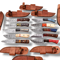 Lot de 20 couteaux de chasse en acier Damas à pointe tombante avec manches en os et en bois, lames fixes pleines de 8 pouces, couteau de bushcraft