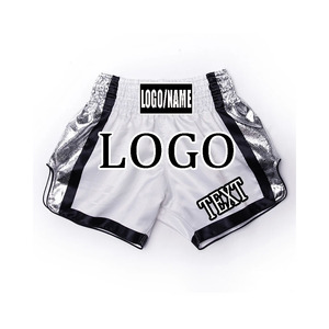 Custom Logo Satin Breathable 220g Muay Thai Shorts Men Women Elastic Waist Kickboxing Trunks Embroidery Patch - Product Image 4