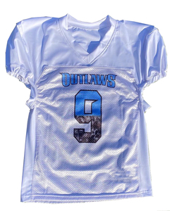 Camiseta de fútbol americano de práctica de alta calidad Blanco azul negro Color personalizado equipo desgaste camisetas tinte sublimación - Product Image 1