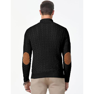Men's Winter Viscose/Cotton Cable Knit <b>Pullover</b> <b>Sweater</b> Crew Neck Full Sleeve Solid Color Warm Anti-Pilling Front Logo - Product Image 3