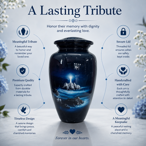 Lighthouse Aluminum Cremation Urn for Human Ashes Ocean <b>Memorial</b> <b>Keepsake</b> Handcrafted Adult Funeral Burial Urn with Secure Lid - Product Image 5