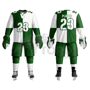 Maillot de hockey sur glace personnalisé pour homme, vert et blanc, impression par sublimation, kit uniforme respirant, vêtements de sport pour adulte - Product Image 3