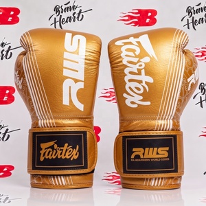 Gants de boxe professionnels en cuir véritable gris et blanc, best-sellers, haute performance, Fairtex. - Product Image 6