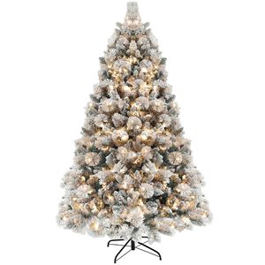 Árbol de Navidad Artificial Preiluminado de 6.5 pies con 350 Luces Transparentes, 1107 Puntas, Base de Metal - para Decoraciones Navideñas en el Hogar o la Oficina - Product Image 1