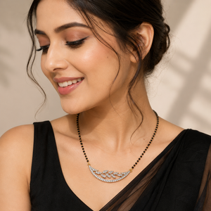 Mangalsutra tendance avec diamants de laboratoire sertis à griffes, certificat IGI, or jaune massif, personnalisable, style classique pour femme, mariage - Product Image 1