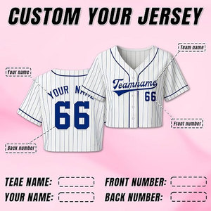 Camiseta Corta de Béisbol Personalizada para Mujer, Blanca, con Nombre y Número del Equipo, para Conjuntos y Celebraciones - Product Image 3