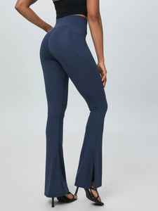 Pantalons de yoga pour femmes à taille haute et longueur cheville |   Fabricant OEM de vêtements de sport respirants extensibles dans quatre directions en Spandex/Polyester - Product Image 4