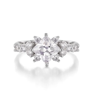 Women's Classic <b>Wedding</b> Luxury Vvs Diamond Engagement <b>Ring</b> 18K White Gold Customized Gemstone Party <b>Rings</b> - Product Image 1
