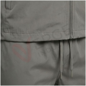 Conjunto Deportivo Gris para Hombre, Manga Larga, con Capucha, Cierre Frontal, Color Sólido, Corte Regular, Informal, para Otoño, Impermeable, de Poliéster - Product Image 5