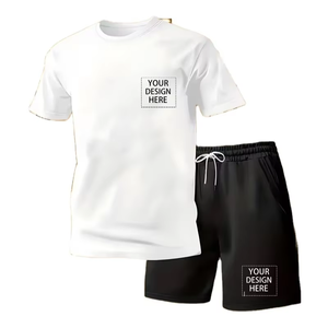 Conjunto de Camiseta y Pantalones Cortos de Jersey 100% Poliéster, Teñido Liso, Manga Corta, para Hombre, Ropa de Dormir Informal de Verano, Secado Rápido, Venta al Por Mayor - Product Image 2