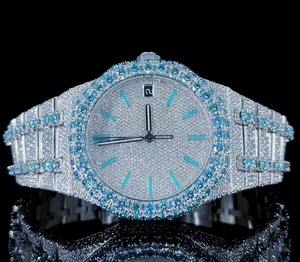 Reloj de Diamantes Personalizado con Moissanita VVS, Estilo Hip Hop, Mecánico, Certificado, en Oro Blanco, Automático, Unisex, para Hombre - Product Image 1