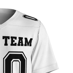 Custom American Football Jersey V-Neck Short Sleeve White Black Sublimation Transfer Breathable 100% Polyester Mesh Team <b>Name</b> - Product Image 5