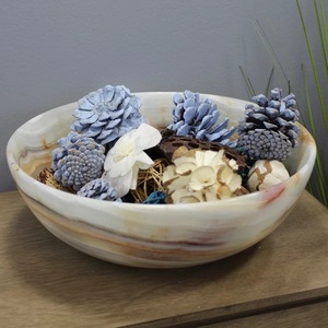 Natural Handmade Kitchenware <b>Tabletop</b> Resin Salad Fruit Mixing Bowls Home Decor Round Flower Design Resin Bowl Wholesale Price - Product Image 1