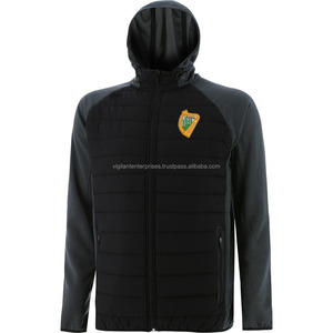Veste à capuche en toile unie de style High Street pour hommes pour l'hiver et l'automne Service OEM Logo de placement Fermeture à glissière Motif solide - Product Image 1