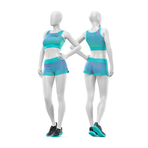 Conjunto de 2 piezas de sujetador deportivo y shorts de yoga con cuello redondo, elástico, ligero, ecológico, de cintura media, personalizado al por mayor - Product Image 4