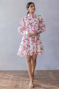 Vestido Maxi con Estampado Floral, Cuello Alto, Manga Abullonada, Corte Holgado, Informal, de Verano para Mujer, Tejido Transpirable - Product Image 2