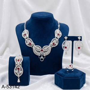 Fashion Statement MOLL JEWELLERS Wedding Jewelry Set Gold Plated Zircon Snake Chain Necklace Matching Earrings Ring 18 Inches - Product Image 5