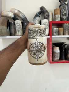 Mug à boire en corne de buffle de style médiéval, artisanal, anti-fuite, pour cosplay, reconstitution historique et décoration rustique de la maison - Product Image 4