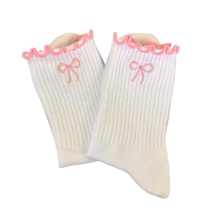 Manufacturer Design High Quality Crew Gym Custom Logo Non-Slip Cute Customised Ruffle With Bow <b>Grip</b> Yoga Pilates Ruffle <b>Socks</b> - Product Image 3