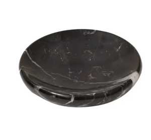 Porte-savon rond en marbre noir, plateau de salle de bain en pierre naturelle solide, accessoires de vanité pour hôtel - Product Image 1
