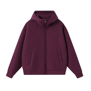 Unisex Oversized Heavyweight Full Zip Up Hoodie Custom Logo Streetwear <b>Plain</b> Solid Color Warm Winter Cotton Blend <b>Sweatshirt</b> - Product Image 1