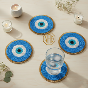 Handmade Modern Round Fabric <b>Coasters</b> Green White Mandala Design Eco-Friendly Drink Mats for <b>Table</b> Decoration - Product Image 6