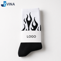 Chaussettes personnalisées avec logo, chaussettes en coton Flame Crew, chaussettes streetwear unisexes, chaussettes décontractées athlétiques, chaussettes en gros, usine de chaussettes