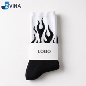 Custom Logo Flame Crew <b>Socks</b> Cotton Streetwear <b>Socks</b> Unisex Casual Athletic <b>Socks</b> Wholesale <b>Socks</b> Factory - Product Image 1